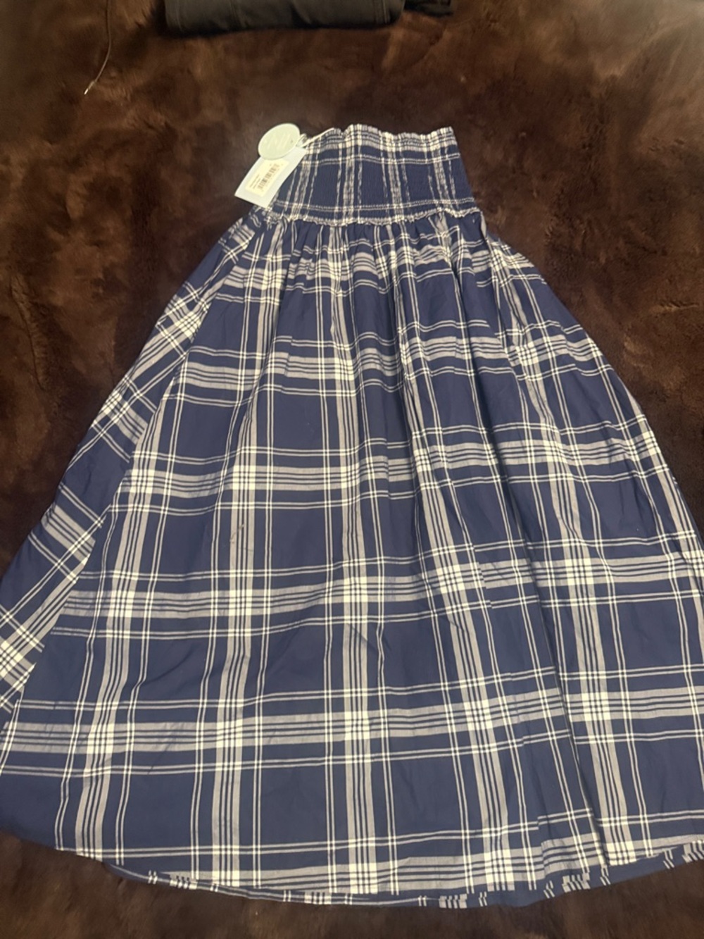 Hill House Navy and White Plaid Maxi Skirt